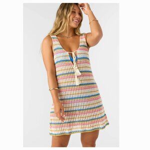 O'Neill Ryan Stripe Open Stitch Cover-Up Minidress Size Medium